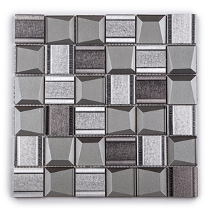 Aluminum Mixed Beveled Glass Mosaic Tile