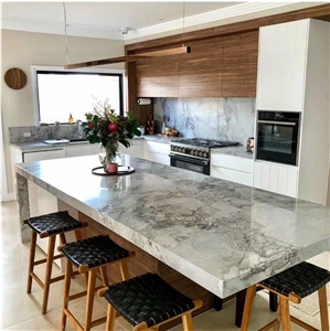 Arabescato Grey Marble Island Countertop