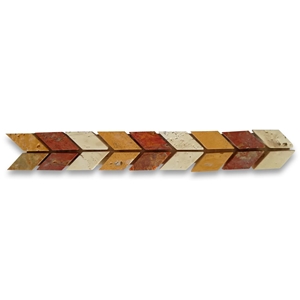 Arrow Gold 1.2x8.3 Ivory Travertine and Marble Mosaic Borders Patterns
