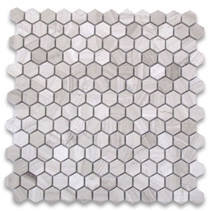 Athens Silver Cream Marble 1 Inch Hexagon Mosaic