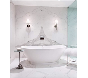 Bathroom Book Match Italian Calacatta White Marble