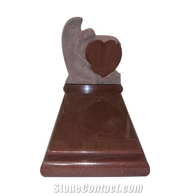 Beige Granite Heart Shape Gravestone Headstone