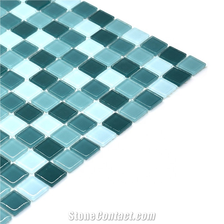 Blue Glossy Glass Mosaic for Swimming Pool Tile