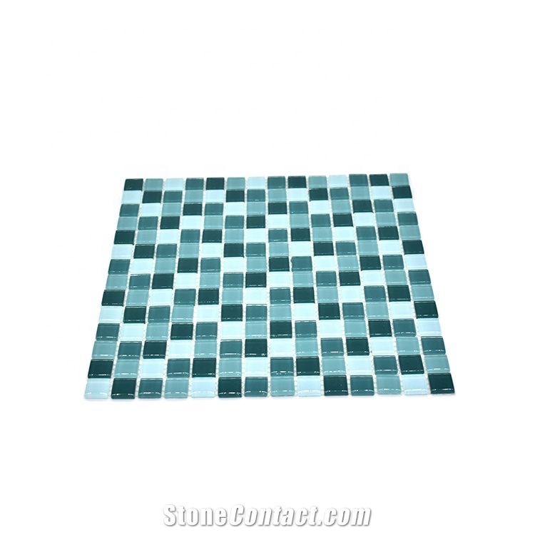 Blue Glossy Glass Mosaic for Swimming Pool Tile