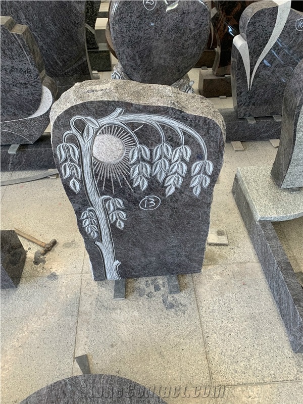 Blue Granite Bahama Blue Granite Upright Headstone