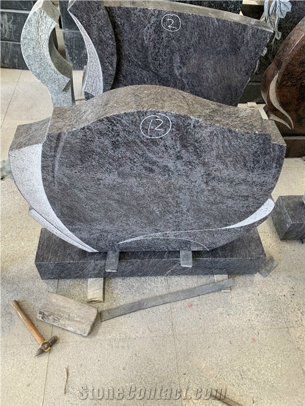 Blue Granite Bahama Blue Granite Upright Headstone