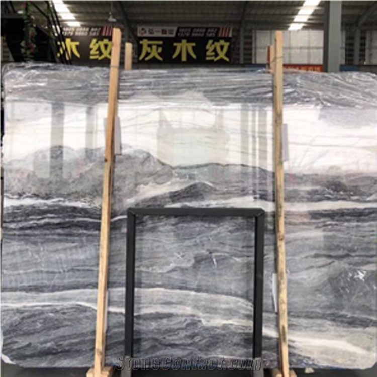 Blue Totem Grey Marble Stone Staircase Design