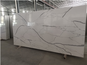 Calacatta White Quartz Half Slab Cut-To-Size