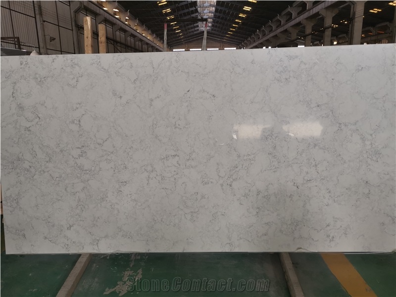 Carrara White Flower Lines Quartz Slabs Cheap