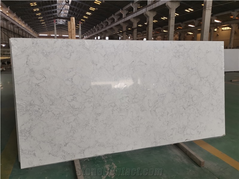 Carrara White Flower Lines Quartz Slabs Cheap