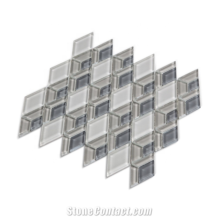 Cream Glossy Diamond Backsplash Glass Tile