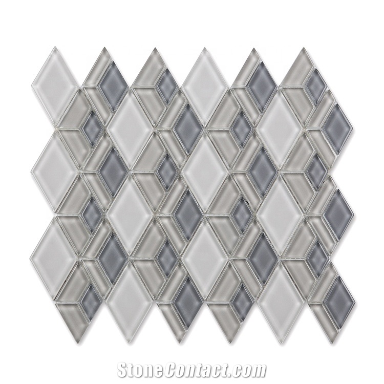 Cream Glossy Diamond Backsplash Glass Tile