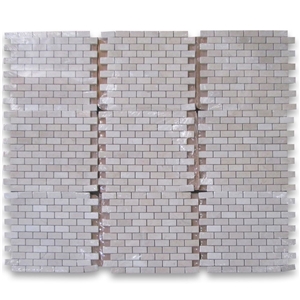 Crema Marfil 1x2 Medium Brick Mosaic Tile Tumbled