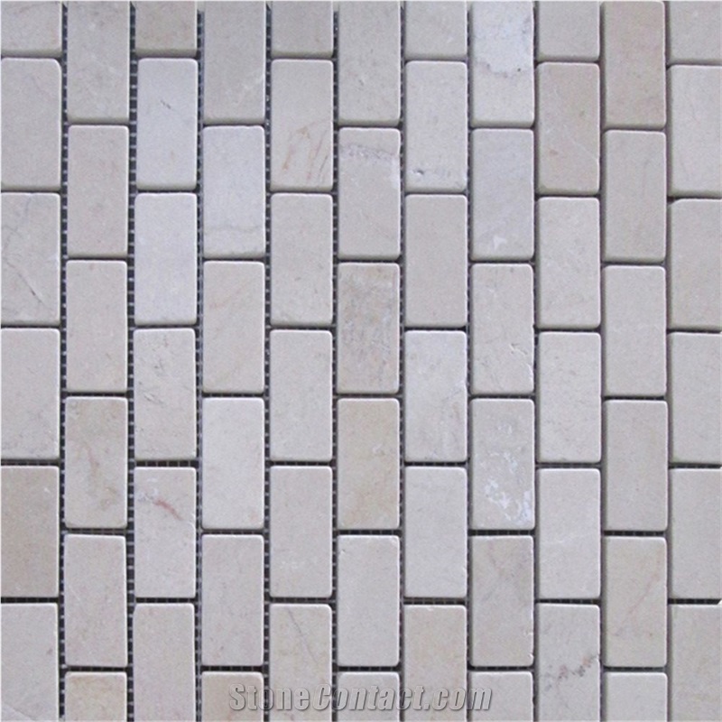 Crema Marfil 1x2 Medium Brick Mosaic Tile Tumbled