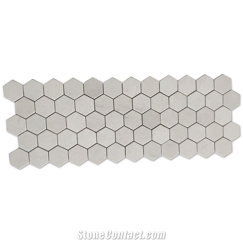 Crema Marfil Marble 3" Hexagon Mosaic Tile Tumbled