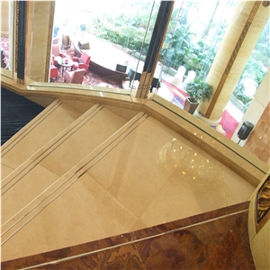 Crema Marfil Marble Tiles for Interior Staricase