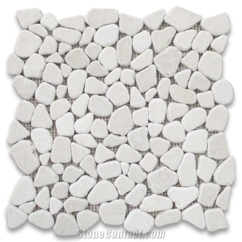 Crema Marfil Pebble River Rocks Mosaic Tumbled
