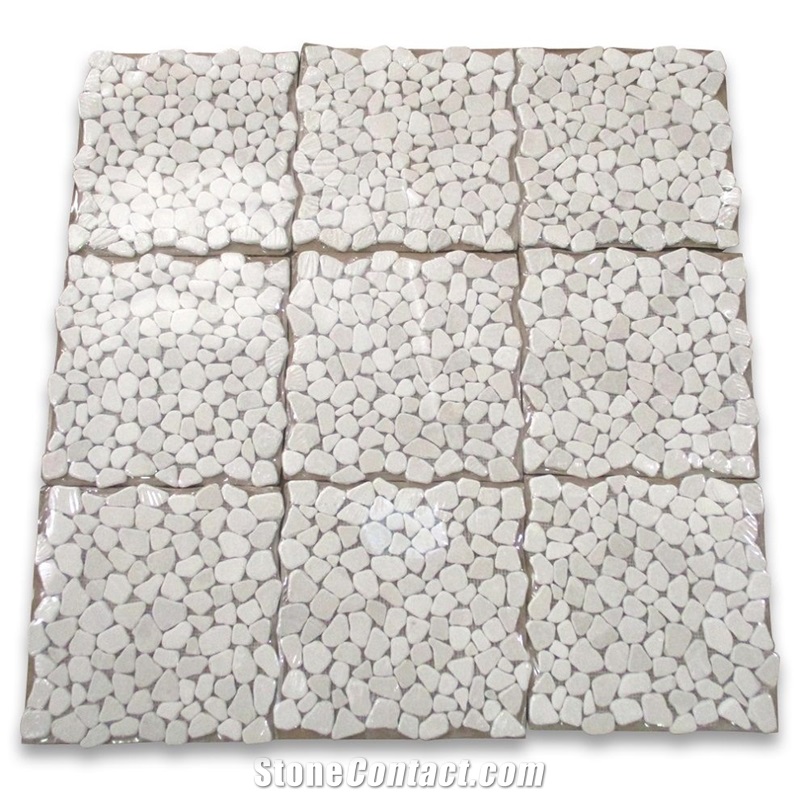 Crema Marfil Pebble River Rocks Mosaic Tumbled