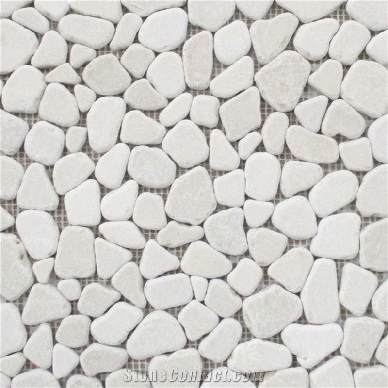 Crema Marfil Pebble River Rocks Mosaic Tumbled
