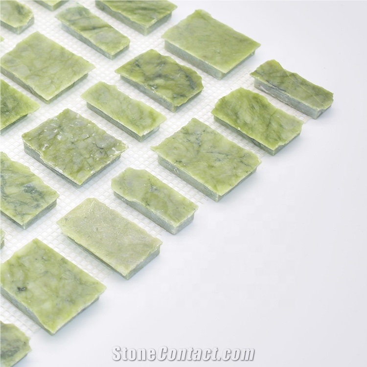 Dandong Green Hand Break Irregular Marble Mosaic