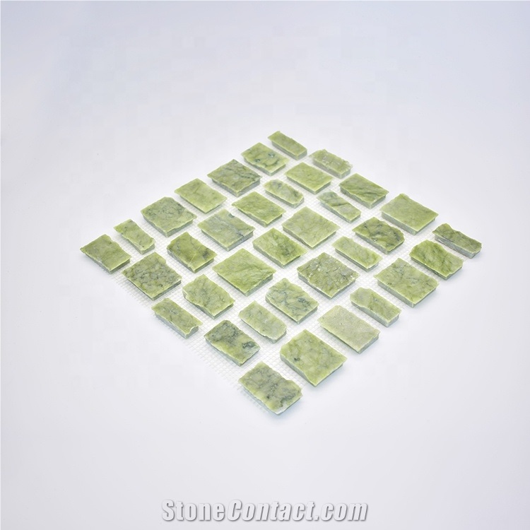 Dandong Green Hand Break Irregular Marble Mosaic