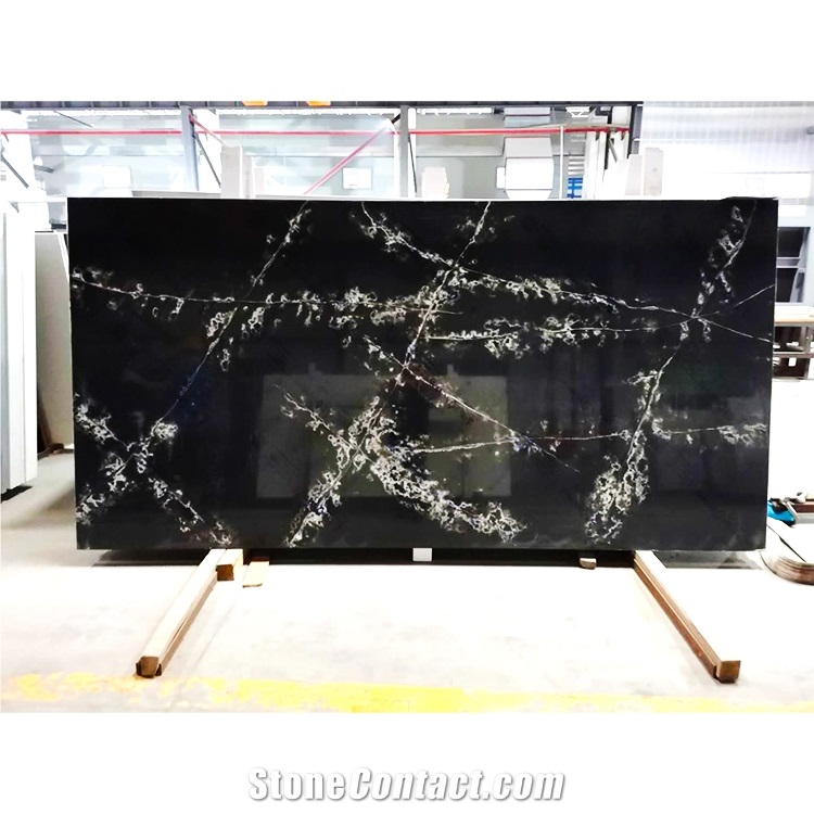 Genesis Ice Black Quartz Stone Slab