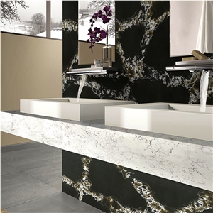 Genesis Ice Black Quartz Stone Slab