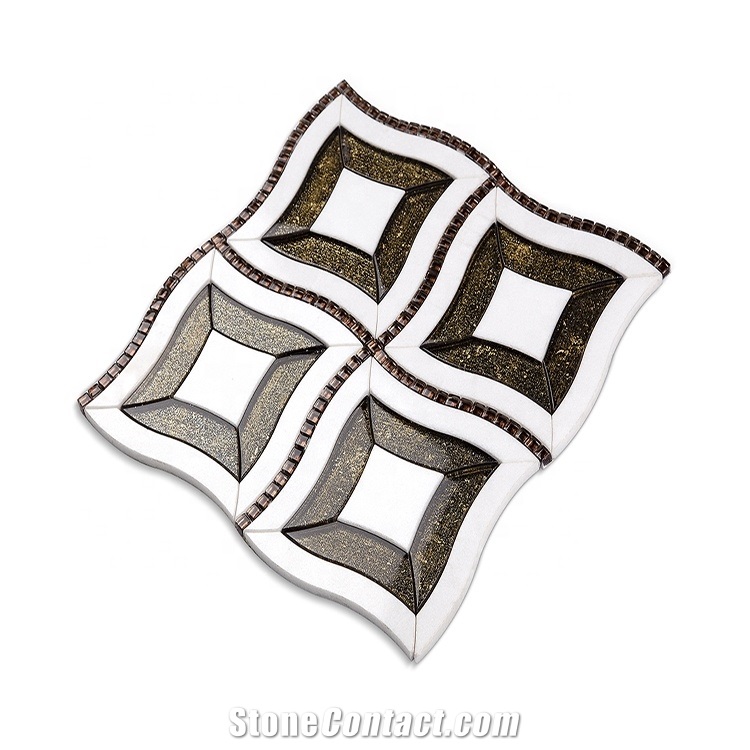 Glass Mix Thassos Mosaic Glass Stone Walls