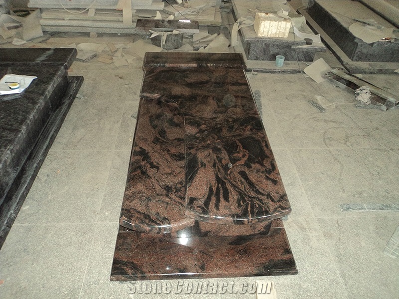Indian Aurora Granite Upright Headstone Tombstone
