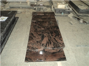 Indian Aurora Granite Upright Headstone Tombstone