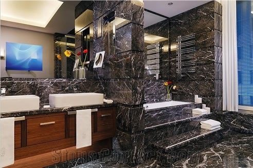 Italy Grigio Adriatico Grey Marble Kithchen Design