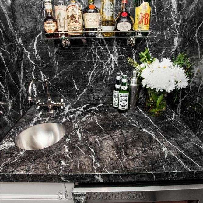 Italy Grigio Adriatico Grey Marble Kithchen Design