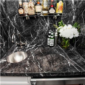 Italy Grigio Adriatico Grey Marble Kithchen Design