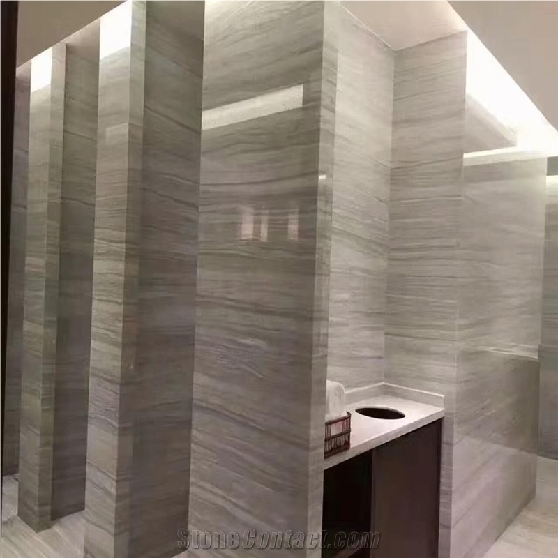 Light Grey Putin Wood Marble Slabs Bathroom Tiles