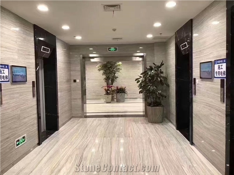 Light Grey Putin Wood Marble Slabs Bathroom Tiles