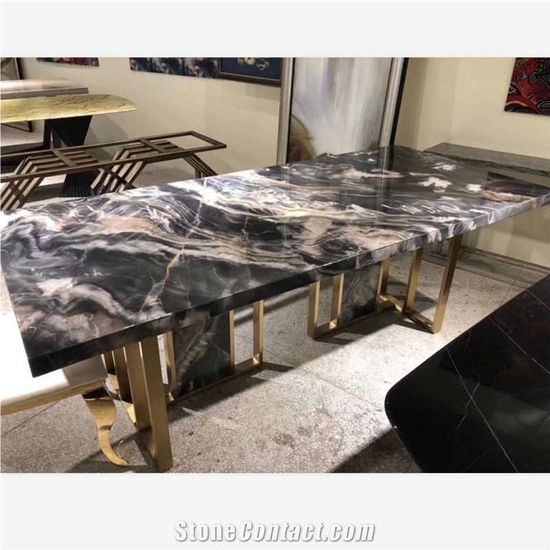 Luxury Phantom Black Marble Table Desk Tops