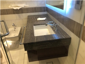 Luxury Sandalwood Flying Snow Granite Vanity Tops