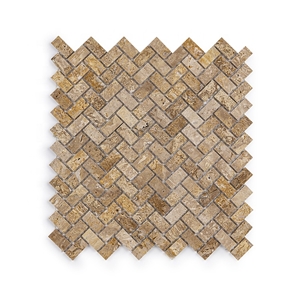 Luxury Yellow Travertine Herringbone Marble Mosaic