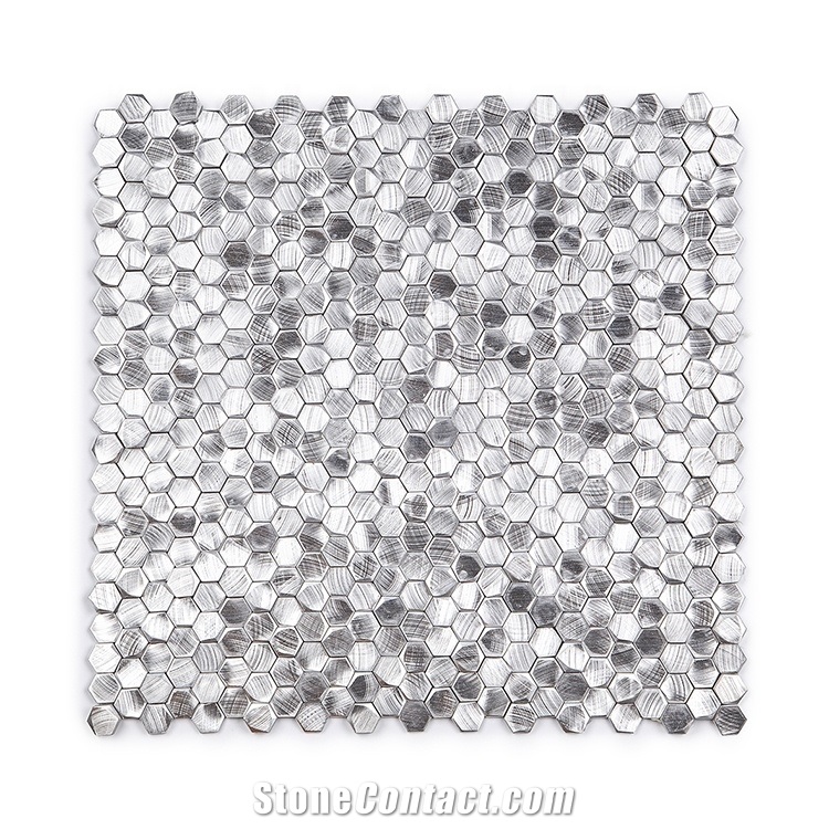 Pure Silver Metal Up&Down Mosaic Tiles