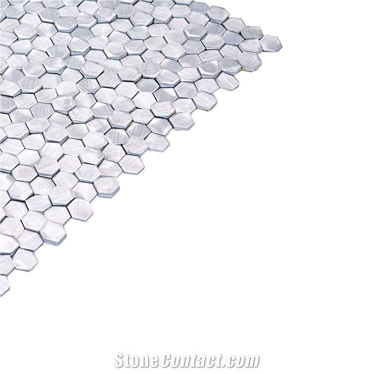 Pure Silver Metal Up&Down Mosaic Tiles