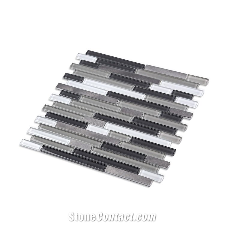 Stainless Steel Mixed Bamboo Strip Glass Mosaic