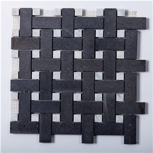 Thassos White Marble and Black Basalt Mosaic