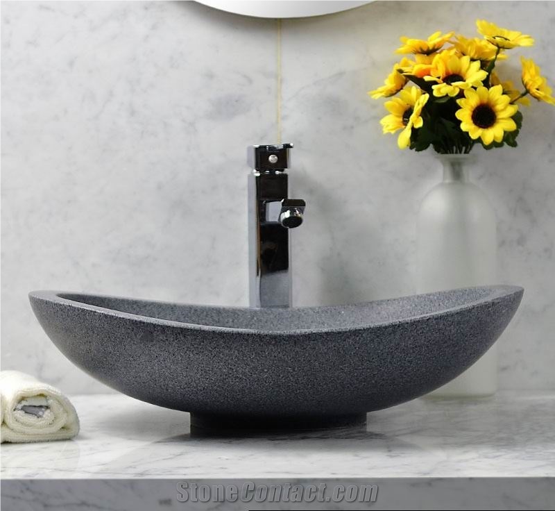 G654 Dark Grey Granite Vessel Sinks Wash Basins