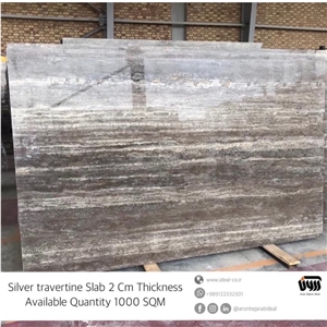 Silver Travertine Slabs