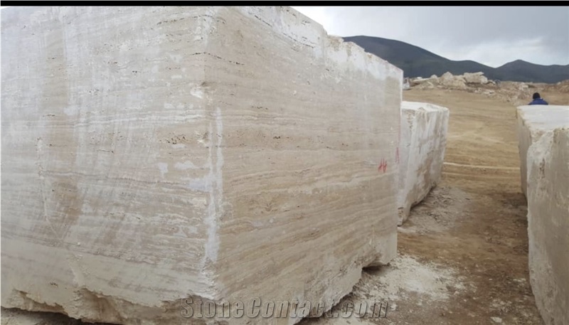 Takab Travertine Block, Iran Beige Travertine