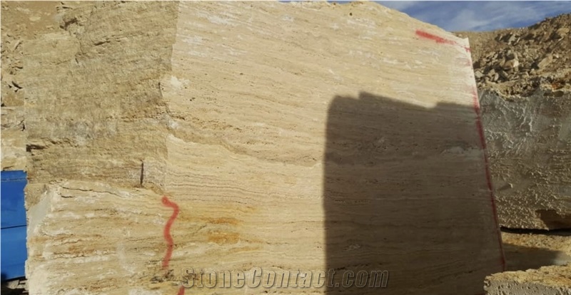 Takab Travertine Block, Iran Beige Travertine