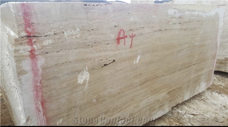 Takab Travertine Block, Iran Beige Travertine
