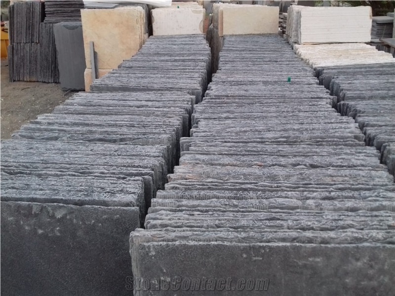 Kadappa Black Tumbled Limestone Pavers