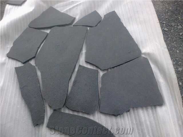 Kota Black Limestone Tumbed Crazy Paving, Flagstone Paver