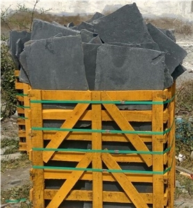 Kota Black Limestone Tumbed Crazy Paving, Flagstone Paver